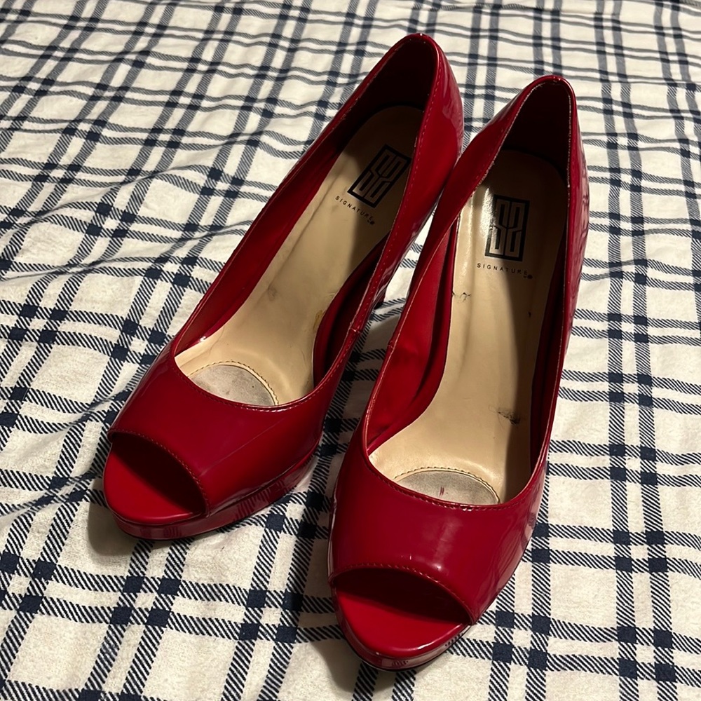 Cherry red 7.5 peep toe heels